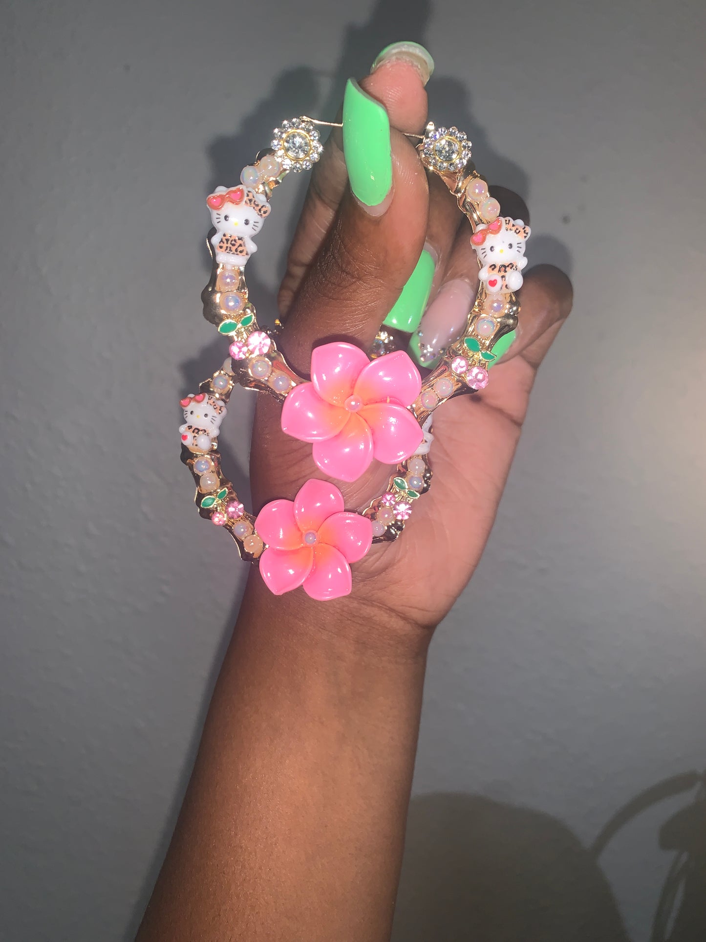 Kawaii Hello Kitty Beaded Bamboo earrings